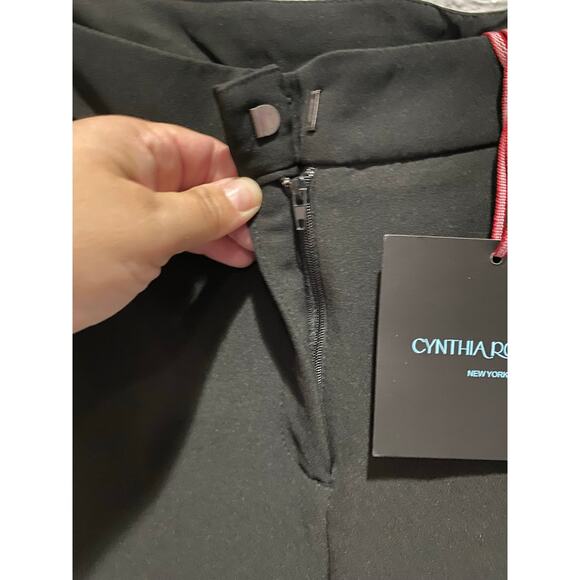 Cynthia Rowley Black Cropped Ruffle Hem Dressy Pants Sz 12 NWT - Picture 3 of 8